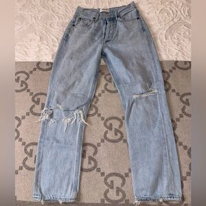 Agolde Riley Distressed Light Blue Jeans, 23